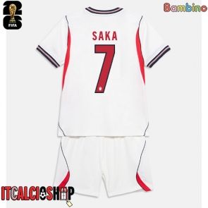 Inghilterra Bukayo Saka #7 Prima Maglia Bambino Mondiali 2026 Manica Corta (+ Pantaloni corti)